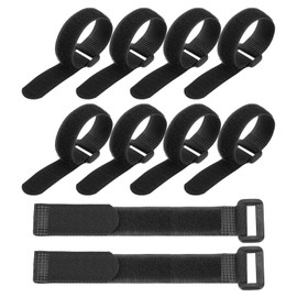 PATIKIL 8 x 0.79 Inch Reusable Cable Ties 10 Pcs Adjustable Hook and Loop Straps Cord Management Wire Wrap Cord Ties Organizer for Home Office Cables, Black