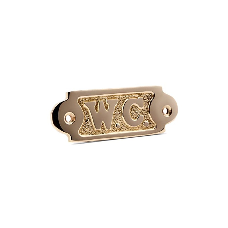 NKlaus 11761 Toilet Door Sign Brass Gold 8.5 x 3