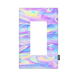 Pznen Iridescent Decorative Single Rocker Wall Plate Iridescent Backgrounds Trendy 1-Gang Rocker Light Switch Plates Standard Receptacle Plug Cover for GFCI Outlet