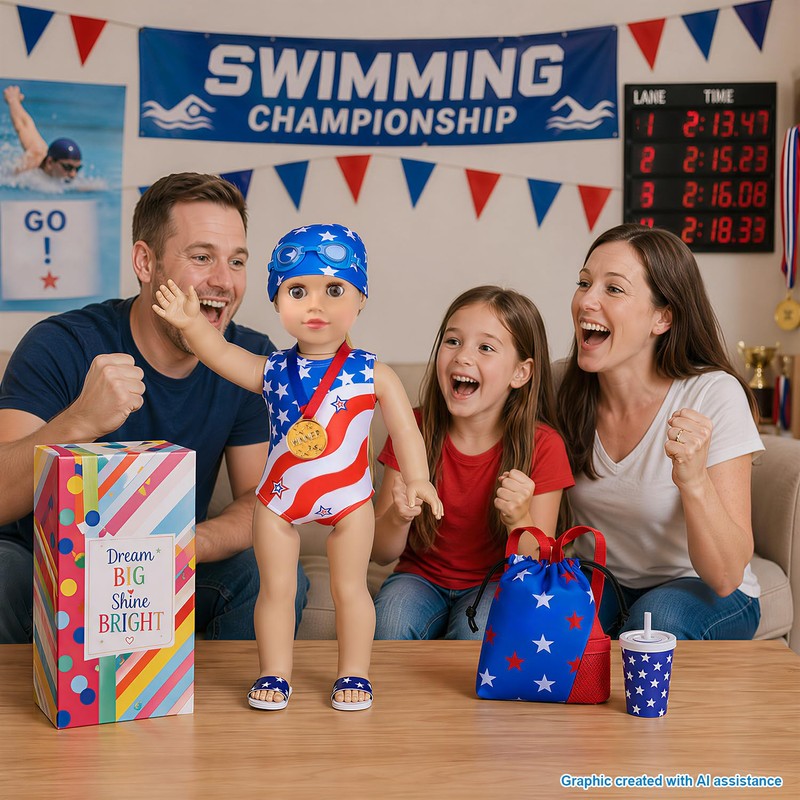 UNICORN ELEMENT 9 Pcs American 18" Doll Clothes Swimsuit Set