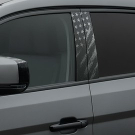 2PCS Car B-Pillar Sticker Decal Set, 12"x21.5" Gloss Vinyl Wrap, Waterproof Vehicle Door Pillar Decoration with Squeegee for Easy DIY Install (Flag Grayscale)