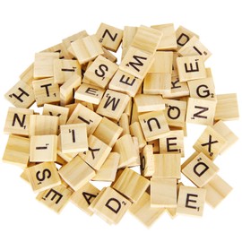 PINOWU - 200 piezas de azulejos de madera para juego de crucigramas de Scrabble, letras de repuesto para manualidades, decoración de regalos, álbumes de recortes y fabricación de posavasos del alfabeto