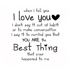 ZFENGYYUAN Romantic Quote I Love You You're The Best Things That Ever Happened to Me Valentines Day Throw Pillow Cover Cushion Cover for Sofa Bed Home Decor 18 x 18 Inch