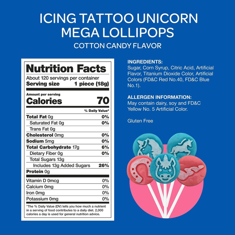 Unicorn Mega Lollipops - 5 Pound Bulk Box (120 Count)