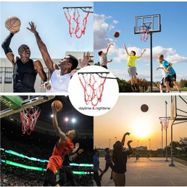 Yyiwhmy Basketball Net Replacement Heavy Duty,Resin Material, Anti-Rust Use Indoor Outdoor Standard 12-Ring Basketball Hoop（Red White ）