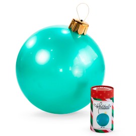 Holiball Inflatable Holiday Ornament – Indoor and Outdoor Use – Reusable and Storage Friendly – The Ultimate Holiday Decoration – 30" – Teal