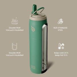 BOTTLE BOTTLE Stainless Steel Water Bottle with Straw Lid and Handle 32 oz Vacuum Insulated Water Bottle for Sports Travel Gym Hiking, Leak-Proof Wide Mouth Water Bottles for Men,forests