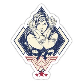 Spreadshirt Wonder Woman Retro Pose Sticker, 10 x 10 cm, White Matte
