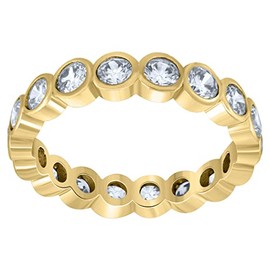 925 Sterling Silver Yellow tone Womens Round CZ Single Row Stackable Eternity Engagement Ring 4mm Si - Eternity Ring for Women