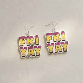 FFLaiwah FRIYAY Dangle Earrings Pencil Letter Acrylic Earrings Students Teachers Gifts Back to School Graduation Gifts for Her