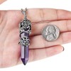 Top Plaza Antique Silver Flower Wrapped Natural Amethyst Healing Crystal
