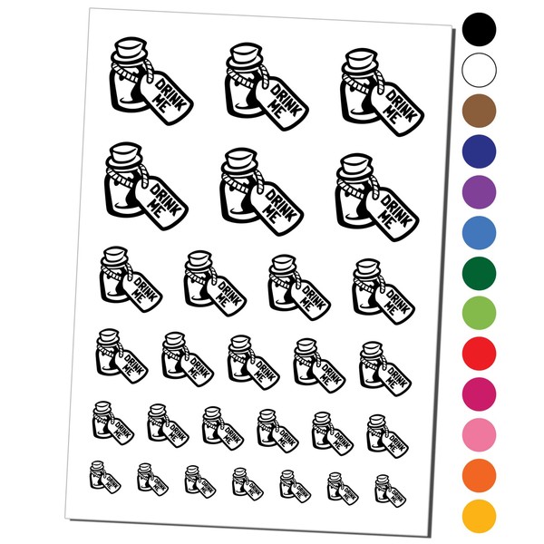 Drink Me Potion Bottle from Alice In Wonderland Temporary Tattoo