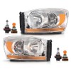 G-PLUS Headlights Assembly w/Bulbs Compatible with Dodge Ram 1500 06-08/Dodge