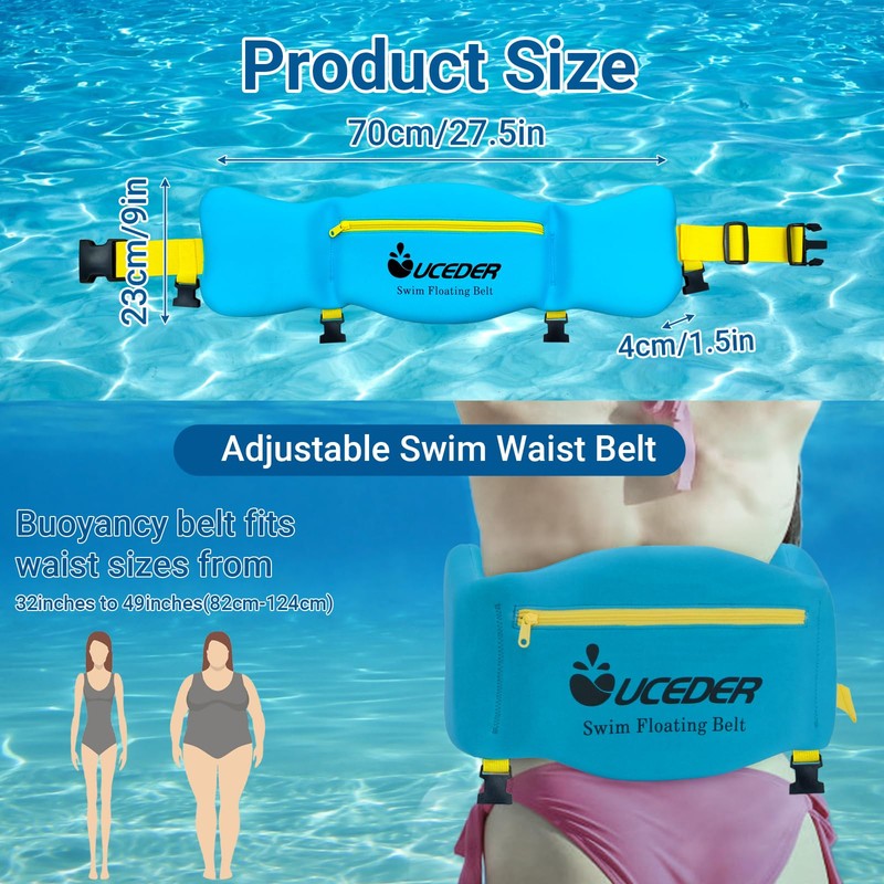 UCEDER Swim Belt for Adult, Adjustable Flotation Belt with Leg