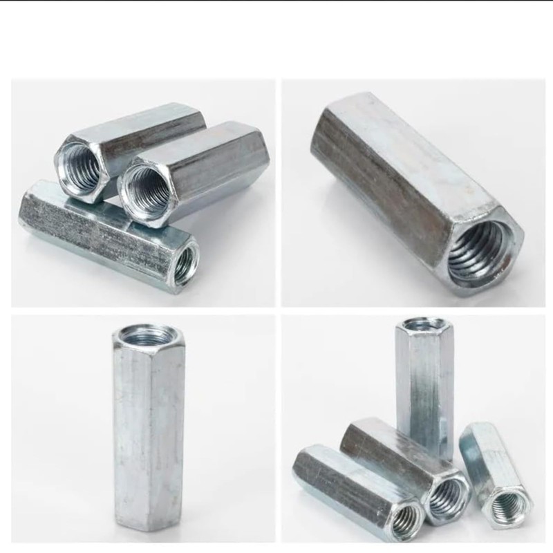 5pcs M6×40 Long Rod Nut, Hex Coupling Nut, M6*40 Zinc-Plated