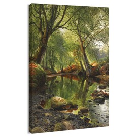 Artprints1stop Canvas Print Wall Art - A Woodland Stream, 1895 by Danish Painter Peder Mørk Mønsted - 16x24 inches