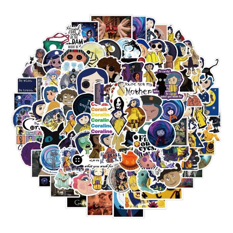 Coraline 50 Calcomanias Stickers Película Contra Agua