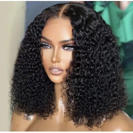Raw hd Lace bob Wig Cuticle Aligned Hair Vietnamese Burmese Curly 100% Hair Human Hair Weave Bone Straight Water Deep Wave Wigstyle: 13x4 hd lace wig, color: picture style, Stretched Length: 10 inches