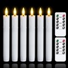Mavandes Flameless Flickering Taper Candles Two Remote, 7.5 Inch White