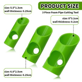 Auiremrti 3 Pack Foam Pipe Cutting Tool, Device for Cutting Pipe Insulation, for Household and Industry, 10.5mm + 22.5mm + 29mm (Green)