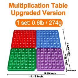 Proweber Multiplication Chart Math Games Pop Fidget Toys Counting Popper Board Stress Reliever Gifts for Kids ADHD Popping Game to Practice Times Math Ability Early Education with Learning Card(12x12)