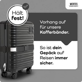 Luggage Strap Set of 2 – Suitcase Straps Safe & Eye-catching – Luggage Strap with Name Tags – Luggage Strap – Black