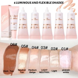 SIYDYRIT Natural Dewy Foundation, Multi-Purpose Illuminator Glotion, Natural Glow Enhancer, Flexible Coverage, Hydrating Highlighter Makeup for a Flawless Look-#06 Dark Tan (2 Pack)