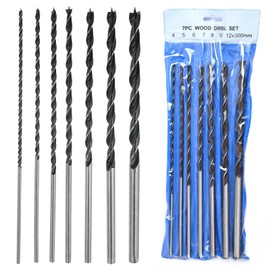 COLYUPO Long Brad Point Drill Bits 7Pcs 300 mm Wood Drill Bit Set Carbon Steel Spiral Twist Drill Bits for Hardwood Plywood Plastic