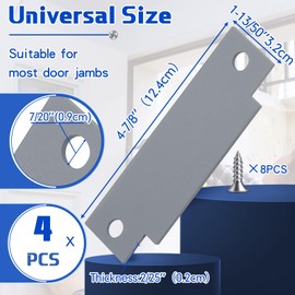 Zonon Door Strike Plate Filler with Screws Carbon Steel Strike Filler Plate T Blank 4-7/8 x 1-1/4 Inch Security Mounting Metal with Hole for Exterior Interior Latch Hardware Replacement (Gray,4 Pcs)