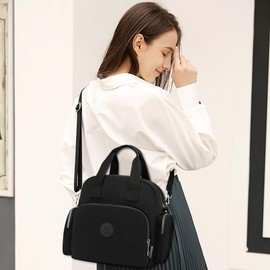 DORRISO Women's Handbag Shoulder Bag Backpack Casual Shoulder Bags USB Charging Port Travel Work Casual Daily Waterproof Canvas Handbag, black A, shoulder bags