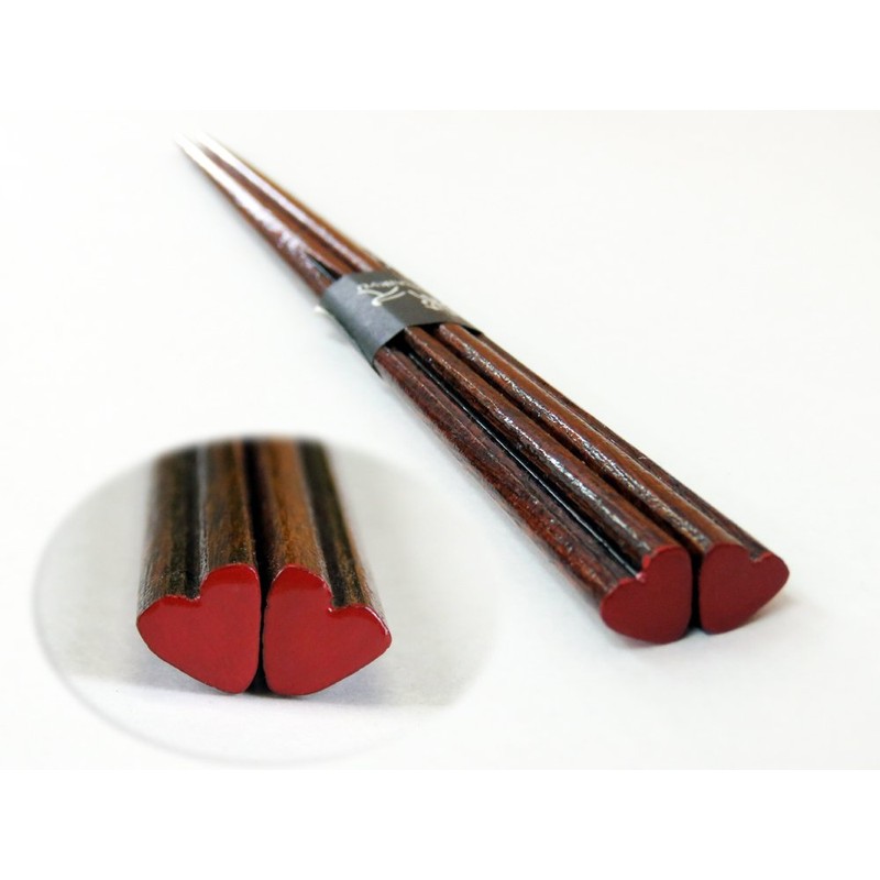 Heart Chopsticks (Green 23 cm Red 21 cm) Couple Gift