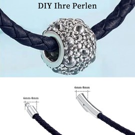 Viwind Genuine Leather Bracelet Men Women Bracelet 4 mm Wide Braided Leather Band 17.5/20.5 cm Stainless Steel Engraving for DIY Pendant Jewellery with Gift Box, Leather