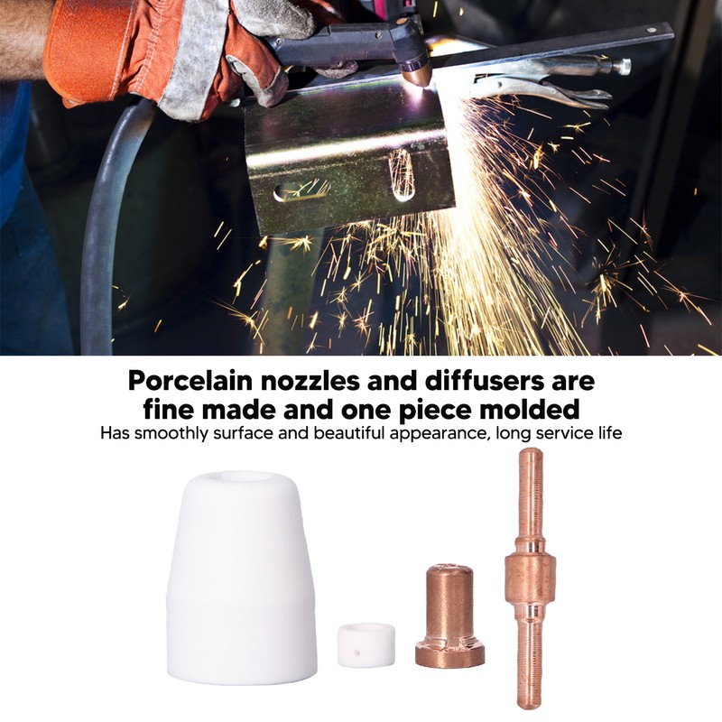 110 Pcs Plasma Torch Accessory Set Porcelain Nozzle Cups Extended
