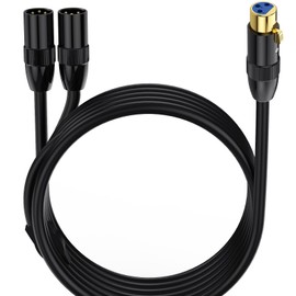 MOTONG XLR Y Splitter Cable, 1 XLR Female to 2 XLR Male XLR Cable Balanced Microphone Splitter Cord Audio Micphone Cable Adapter 0.5M/1.6FT(Female to dual Male