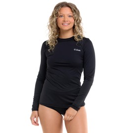 EIDON Women's Sun Seeker Long Sleeve Rashguard with UPF 50, Black Licorice, Medium