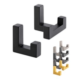 GedoTec® Clothes Hook Set Square Coat Hooks White Coated – Model TETRIS Single Hook + Double Hook Set Wall Hooks Invisible Screwed Brand Quality for Your Living Area