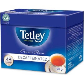 Tetley Orange Pekoe Decaffeinated Black Tea - 48 Count, 96g/3.4 oz., Package