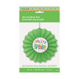 12" Citrus Polka Dot Birthday Tissue Paper Fan Decoration