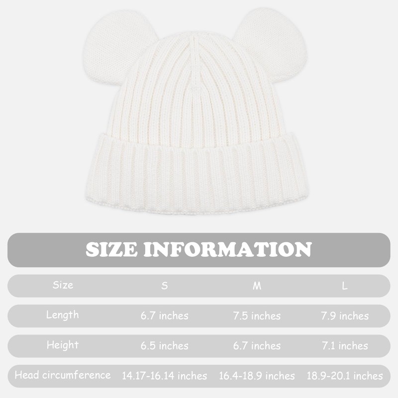 WATAME Baby Hats Cute Bear Ears Toddler Beanie Cotton Lined