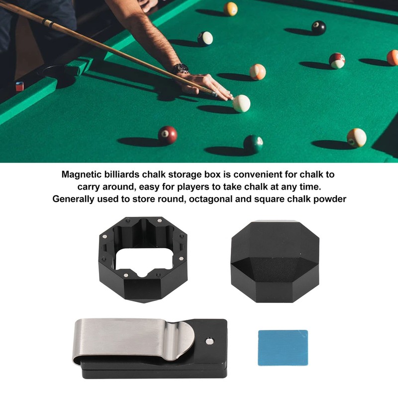 Aluminum Cue Chalk Holder Clip Octagon 2 Layers Silent Billiard