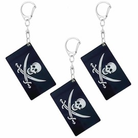 BQTBQT Jack Rackham Flag Keychain Pirate Jack Rackham Flags Key Chains Men and Women Style - Double Sided Acrylic D Shape Chains Car Key chain Gifts Decoration (3 Pcs)