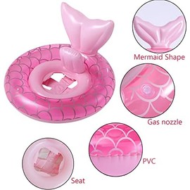 ZEYGLXC 2023 Nuevos Flotadores de Piscina para Bebé Sirena, Anillo Inflable para Natación con Asiento y Mango para Bebés, Niños Pequeños y