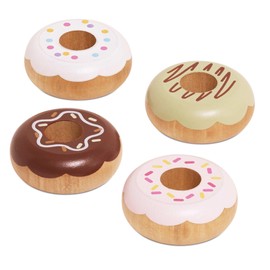 Le Toy Van Gioco educativo ciambelle finte, giocattolo per bambini, 2 anni, set da 4 donuts con confezione regalo, gioco Montessori, in legno naturale FSC e colori a base d'acqua