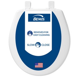 Bemis 730SLEC Slow Close Toilet Seat, Easy Clean Hinges and Durable Plastic Seat, Made in USA, Round, White