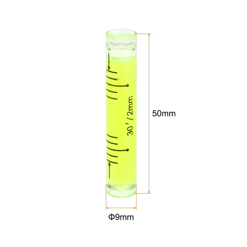sourcing map 10pcs Small Cylindrical Bubble Level Vials 9x50mm PMMA