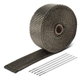 DNA MOTORING 2" x 30' Exhaust Header Wrap Heat Wrap for exhaust pipes, Exhaust Tape Pipe Heat Tape for Motorcycle Fiberglass Heat Shield Tape with 5pcs Stainless Ties, 1 Roll, WRAP-30-ZIP-TT-1P