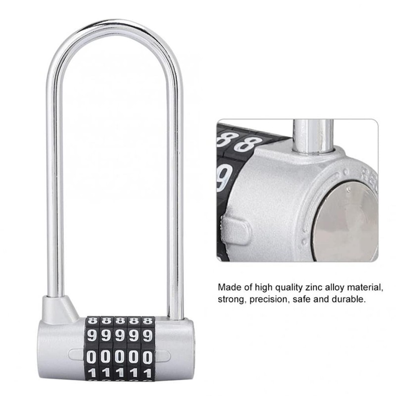 5 Digit Combination Padlock, Long Shackle Outdoor Code Padlock Lengthened