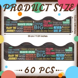 60 Pcs Farmhouse Inspirational Quotes Bulletin Board Border Motivational Bulletin Board Decoration Inspirational Border Paper Scalloped Quote Border for Classroom Office Wall Decors, 12 x 3 Inches