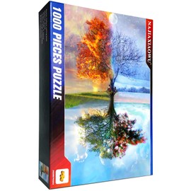 WOZUIBAN Puzzle 1000 Pieces Wooden Puzzle DIY Four Seasons Tr Ee Scenery Abstract Modern Home Decor Wall Art Intelligence Game Unique Gift