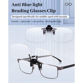 LUFF Reading Glasses Clip on for Men Women,Portable Flip up Blue Light Blocking Ultra Light Readers Design for Myopia